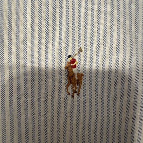 Ralph Lauren Polo Mens L/S Classic Blue Stripe Button-Down Oxford Shirt 4XB Pony - Picture 4 of 10